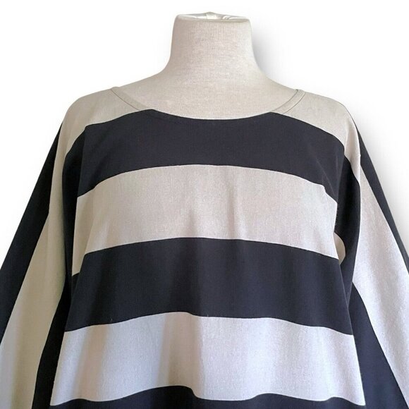 Vintage Vuokko Nurmesniemi Womens Dress Sz Medium Taupe Black Stripe Minimalist - Picture 5 of 8
